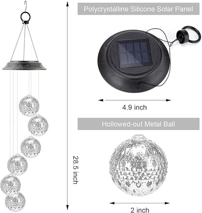 Gifts for Women, Mom Grandma Gifts for Mothers Day, Birthday Gardening Gifts for Women, Solar Lights Outdoor Decorative Solar Wind Chimes for Outside Silver Ball Garden Decor Yard Patio Porch