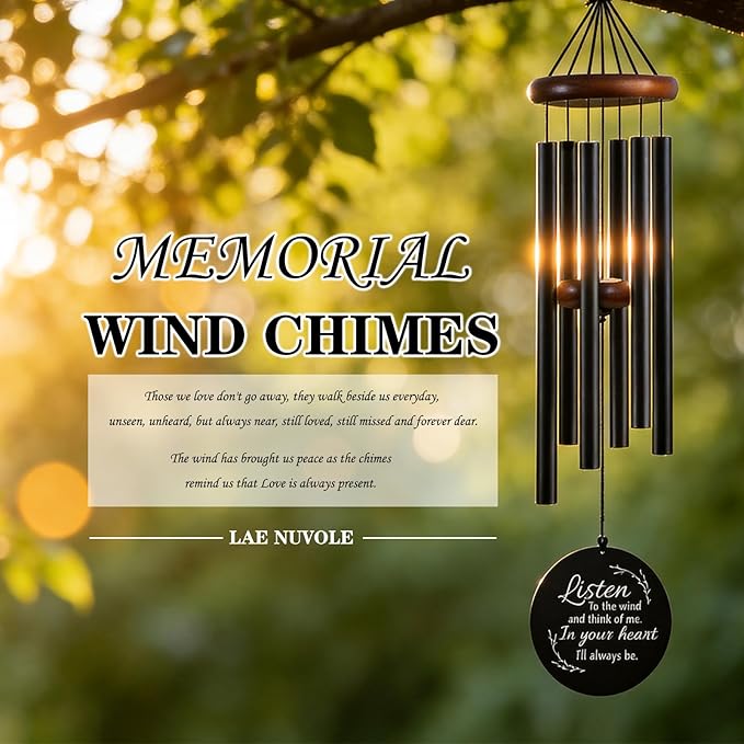 36 Inch Memorial Wind Chimes for Loss of Loved One - Deep Tone, Durable Metal Sympathy Wind Chimes for Outside, Outdoor Decor, Garden Patio Porch Yard Home, Meaningful Gift for Mom Women Housewarming