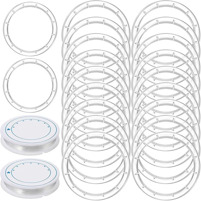 20 Pieces Wind Chime Supplies DIY Top Circles of Wind Chime Kit with 2 Volumes Line Top Circles for Outdoor Home Garden Patio (Transparent)