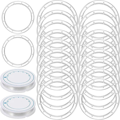 20 Pieces Wind Chime Supplies DIY Top Circles of Wind Chime Kit with 2 Volumes Line Top Circles for Outdoor Home Garden Patio (Transparent)