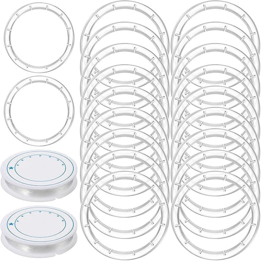20 Pieces Wind Chime Supplies DIY Top Circles of Wind Chime Kit with 2 Volumes Line Top Circles for Outdoor Home Garden Patio (Transparent)
