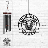 Personalized Customize Name 12 Zodiac Signs Wind Chime, Metal Iron 37 Inch Outdoor Memorial Gift for Garden Yard Patio Home Decor, Black (Aries)