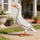 Shorayn Metal Duck Garden Statue, Life-Size Iron Mallard, Handmade White Duck Yard Decor, Indoor Outdoor Ornament, Gift for Housewarming/Mother’s Day/Christmas