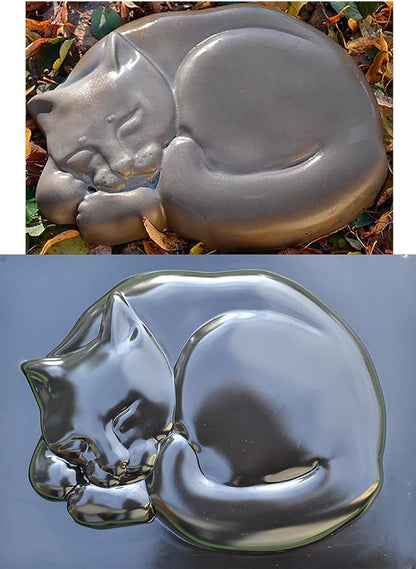 SvitMolds Concrete Mold DIY Cat Stepping Stone Mould Plaster Concrete Sleeping Cat Garden Path Patio or Yard Size14,6" x10,9 x1,6 S03