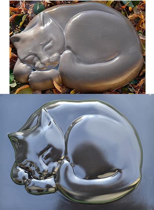 SvitMolds Concrete Mold DIY Cat Stepping Stone Mould Plaster Concrete Sleeping Cat Garden Path Patio or Yard Size14,6" x10,9 x1,6 S03