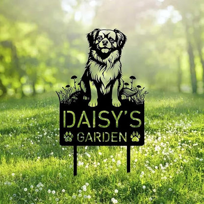 Custom Tibetan Spaniel Dog Metal Memorial Garden Stake Personalized Pet Grave Marker Name Sign Remembrance Stake Decor Sympathy Dog Loss,Outdoor Statues for Yard Garden Lawn Patio Pathway Grave.
