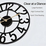 Outdoor Clocks for Patio, Large Outdoor Pool Clock, Vintage Metal Outdoor Clock Battery Operated, European Industrial Skeleton Wall Clock for Backyard/Garden/Fence, 14 in