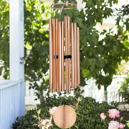 Premium 45-Inch Deep Tone Wind Chimes with 6 Metal Tubes - Elegant Memorial Chime for Mom, for Housewarming and Christmas Rose Gold