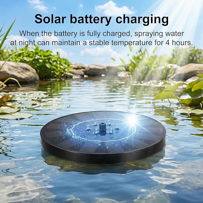 Solar Fountain for Bird Bath with Lights, Solar Bird Bath Fountains with 7 Nozzles, Outdoor Solars Water Fountain Pump for Birds Baths, Garden, Pool, Pond