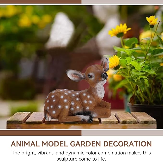 Resin Sika Deer Statue, 9.8in Lifelike Lying Deer Figurine, Weather-Resistant Garden Sculpture for Outdoor Yard Decor, Patio Lawn Ornament, Home Accents, Housewarming Gift