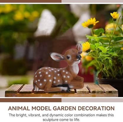 Resin Sika Deer Statue, 9.8in Lifelike Lying Deer Figurine, Weather-Resistant Garden Sculpture for Outdoor Yard Decor, Patio Lawn Ornament, Home Accents, Housewarming Gift