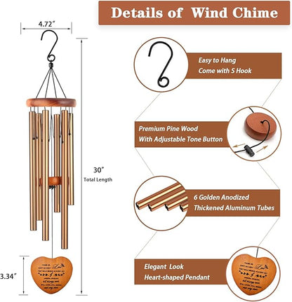 Sympathy Gifts for Loss of Loved One, Memorial Wind Chimes, Funeral Bereavement Gifts Baskets, Windchimes in Memory of a Loved One Mom Dad Husband Brother - Golden