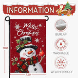 Snowman Merry Christmas Garden Flag Winter Yard Flags Red Xmas Snowman Garden Outdoor Decorations for Outside Small Xmas Flag Double Sided 12 x 18