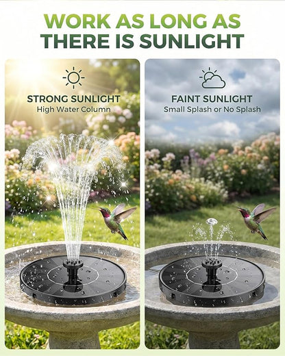 Solar Fountain for Bird Bath, Upgrade 1.4W Solar Water Fountain Pump with 7 Nozzles & 4 Fixed Pipes, Outdoor Standing Floating Solar Fountain for Garden, Ponds, Pool, Fish Tank - 6.3 Inch