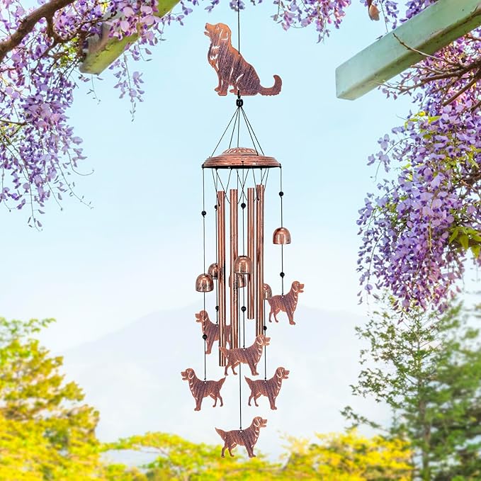 for Mom Golden Retriever Dog Wind Chimes for Outside,Dog Gifts for Women Men/Memorial Gift/Birthday Gifts Metal windchimes Outdoors/Indoors,Garden Decor,Patio,Porch,Yard Decorations