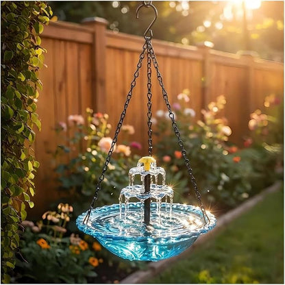 Solar Powered Hanging Bird Bath Fountain, Hanging Bird Bath Fountains Solar Power, Solar Cascade Hanging Birdbath, Tiered Cascade Solar Water Fountains (B Purple)