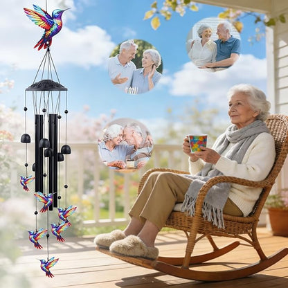 Hummingbird Wind Chimes for Outside, 35" Memorial Wind Chimes for Loss of Loved One, Sympathy Bereavement Gift for Mother Father Husband