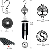 Personalized Metal Tree of Life Wind Chimes for Outside with Initial Letter, Custom Wind Chime for Garden, Memorial Gift, and Windchimes Outdoors, House Warming Anniversary Wedding Gifts
