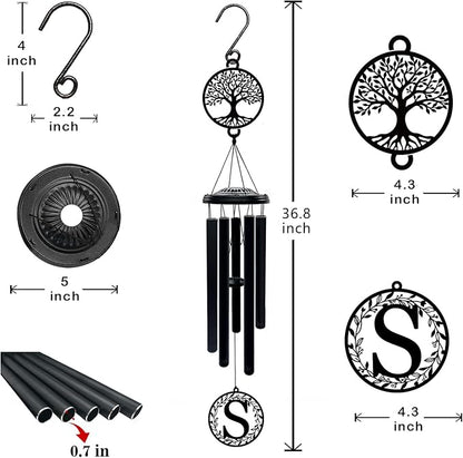 Personalized Metal Tree of Life Wind Chimes for Outside with Initial Letter, Custom Wind Chime for Garden, Memorial Gift, and Windchimes Outdoors, House Warming Anniversary Wedding Gifts