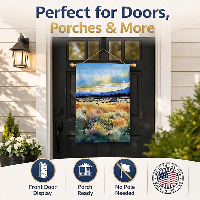 Caroline's Treasures Nevada Sagebrush in Watercolor House Flag Large Porch Sleeve Pole Decorative Outside Yard Banner Artwork Wall Hanging, Polyester, House Size, Multicolor