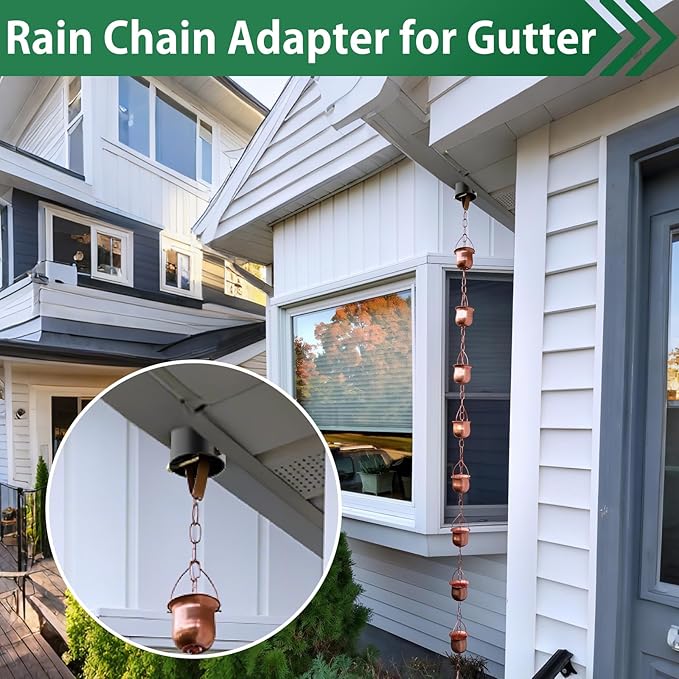 2 Pack Rain Chain Adapter for Gutter Rain Chain for Outside Metal Rain Chain Adapter with Bolt Rain Chain Gutter for Outside Gutter Downspout