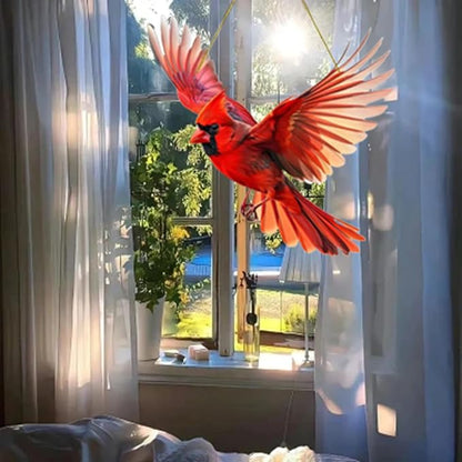 Cardinal Suncatcher Red Bird Decro Window Hanging - Acrylic Cardinal Ornaments Christmas Decorations, Cardinals Gifts for Women, Bird Lovers Indoor Outdoor Home Garden Christmas Tree Decorations