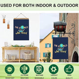 Mugod The World Belongs Who Read House Flag Double Sided 28 x 40, Knowledge Motivational Quote Word Navy Blue Burlap Large Flag House Seasonal Farmhouse Outside Outdoor Decoration
