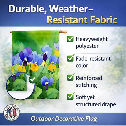 Caroline's Treasures Illinois Violet in Watercolor House Flag Large Porch Sleeve Pole Decorative Outside Yard Banner Artwork Wall Hanging, Polyester, House Size, Multicolor