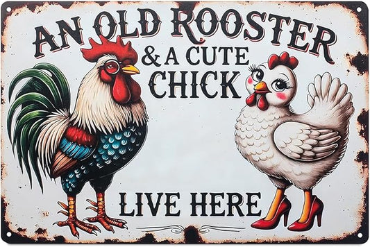 Funny Tin Signs Chicken Coop Decor Outdoor Vintage Rooster Gifts Yard-signs Decorative Signage For Farm and Garden 8×12 inches (H)