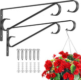 Plant Hangers Outdoor，2 Pack 15.4 Inch Plant Wall Hanger,Heavy Duty Plant Hooks for Wall,Hanging Plant Bracket for Bird Feeders, Planters, Lanterns, Wind Chimes,Black