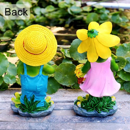 2 Pcs Frog Couple Statue - Funny Frog Statue for Home Garden Patio Decoration, Gift for Gardening Lover (Pack of 2)
