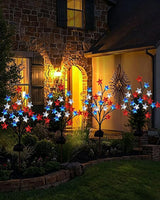 8 Piece Solar US Flag Light Set, American Flags Pole Pathway Lights, Outdoor Garden IP66 Waterproof Patriotic LED Star Stake with 8 Lighting Modes for 250th Anniversary, 4th of July Decoration