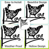 Rngmsi Metal Plant Hangers Outdoor, Hen and Chicks Wall Mounted Hanging Plant Bracket Outside, Flower Pot Bird Feeder Wind Chimes Hangers Decorations