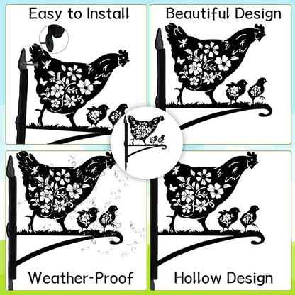 Rngmsi Metal Plant Hangers Outdoor, Hen and Chicks Wall Mounted Hanging Plant Bracket Outside, Flower Pot Bird Feeder Wind Chimes Hangers Decorations