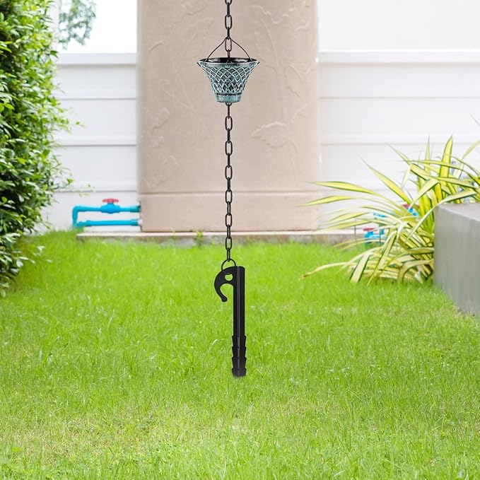 Tfro & Cile Rain Chain Anchoring Stake Black Cone Garden Locator for Gutter Downspout