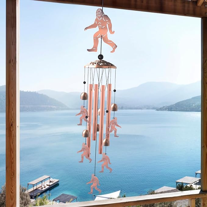 Brass Bigfoot Wind Chime,Handmade Unique Wind Chimes for Outside Clearance, Garden Gift for Yard Decorations Outdoor, Perfect for Mom, Kids Meditation Lovers - Nursery, Patio Garden Decor