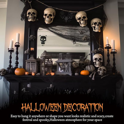 6 Pcs Halloween Decorations Creepy Cloth Indoor Outdoor, Scary Gauze Halloween Party Decoration, Spooky Home Decor Supplies for Table Tree Garden Doorways Haunted House Yard Skeleton (Black, 30"x72")