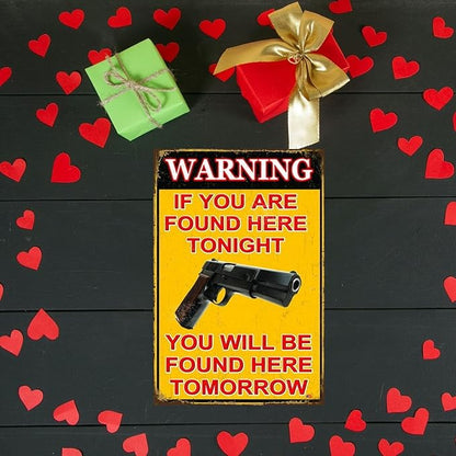 Funny No Trespassing Sign, Metal Warning Tin Signs, You are here Tonight, Yard Sign Garage Farm Garden Wall Decor Sign Plaque Outdoor for Home Fence 8 X 12 Inches