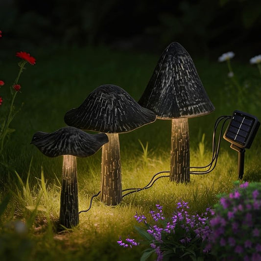 SRNPMIU Solar Lights Outdoor Decor, Solar Metal Mushroom Yard Decorations Outdoor, IP65 Waterproof Garden Decor, Gifts for Women Mom, for Yard Patio Lawn Pathway Landscape