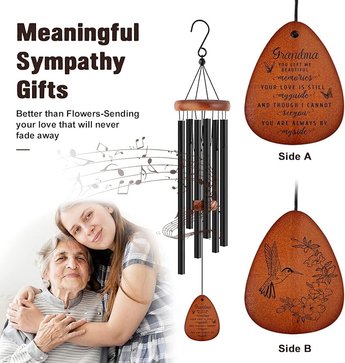 SteadStyle Memorial Gifts for Loss of Grandma, Memorial Wind Chimes, in Memory of Loved One, Bereavement Gifts, Sympathy Gift for Loss of Grandmom, Home Decor Outdoor Garden Patio