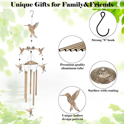 Wind Chimes for Outside Garden Decor - Hummingbird Decorations Wind Chimes, Birthday Gfits for Women, Mom, Grandma, Memorial Gifts, Housewarming Gifts, Yard or Patio Deals