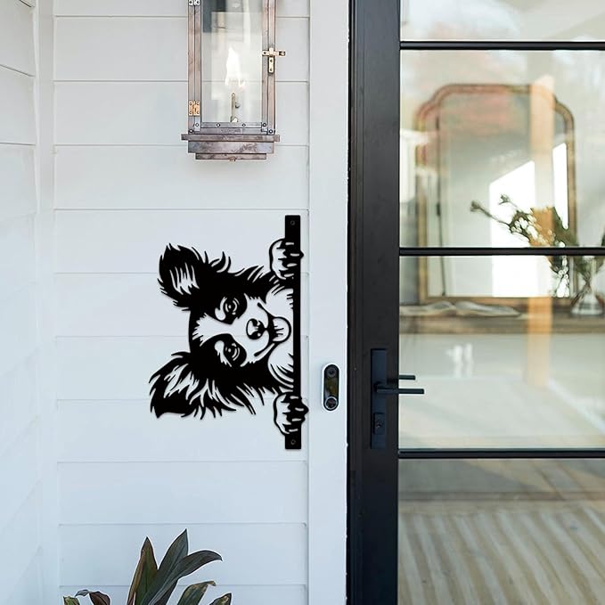 Metal Dog Wall Decor Black Metal Wall Decor Minimalist Dog Decorations for Home Funny Farm Animals Decor Iron Outdoor Fence Garden Yard Art Decor