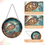 Sea Turtle Decor Suncatcher Stained Glass Window Hanging - Handmade Suncatchers for Windows Hanging - Sea Art Sun Catchers Indoor Outdoor Garden Ornament - Mothers Day Birthday Gifts for Mom Grandma