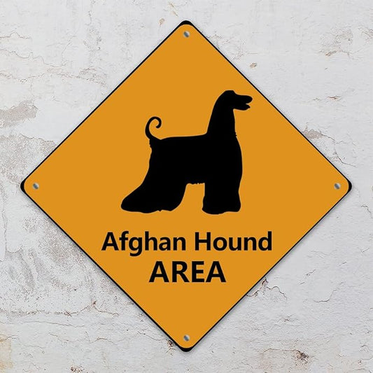 Afghan Hound Crossing Xing Sign Beware of Afghan Hound Dog Metal Sign Afghan Hound Funny Warning Sign Crossing Zone Sign for Farm Yard Front Door Indoor Outdoor Street Sign 15x15in