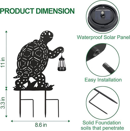 nawaza Turtle Metal Garden Stakes Decorative 2Pack,Solar Lights Outdoor Garden Decor Stake,Birthday Gifts for Mom Women,Decorative Metal Housewarming Ornament for Lawn Patio Yard Pathway Black.