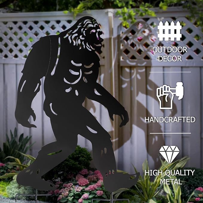Bigfoot Outdoor Garden Decor, 6.6ft Bigfoot Outdoor Statues Metal Yard Art, Big Foot Sasquatch Birthdays Gifts for Men Women Dad Boys for Patio, Backyard Decorations
