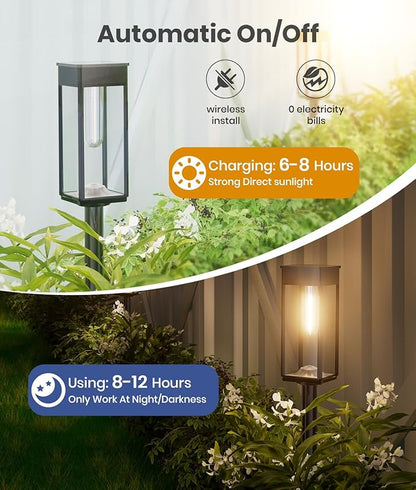 ALFIOT Solar Pathway Lights Outdoor, 2 Pack Bright Solar Lights Outdoor, IP65 Waterproof Solar Garden Lights Solar Powered Landscape Lighting for Yard Patio Walkway Driveway Pathway (Warm White)