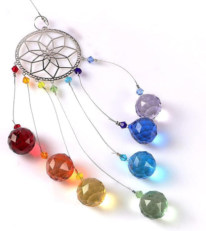 Crystal Flower Suncatcher Stained Glass Beads Rainbow Maker Window Wall Hanging Prism Pendant Garden Outdoor Home Decor Ornaments