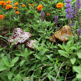 Ceramic Mushroom Outdoor Decor-2pcs Mushroom Statue Decor for Garden, Lawn, Fairy Garden Stakes 8.27'' in Height