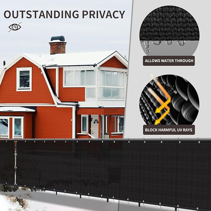 LOVE STORY Custom Size 2'6''x4' Black Balcony Privacy Screen,UV Block Privacy Fence Screen,90% Shield for Outdoor Pool Garden Apartment Railing